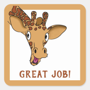 Cartoon Giraffe Förderung Quadratischer Aufkleber