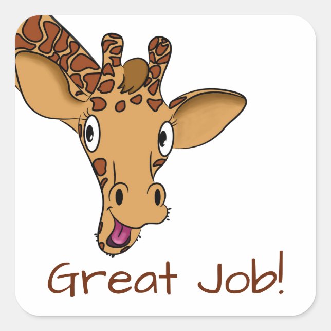 Cartoon Giraffe individuell anpassbar Quadratischer Aufkleber (Vorderseite)