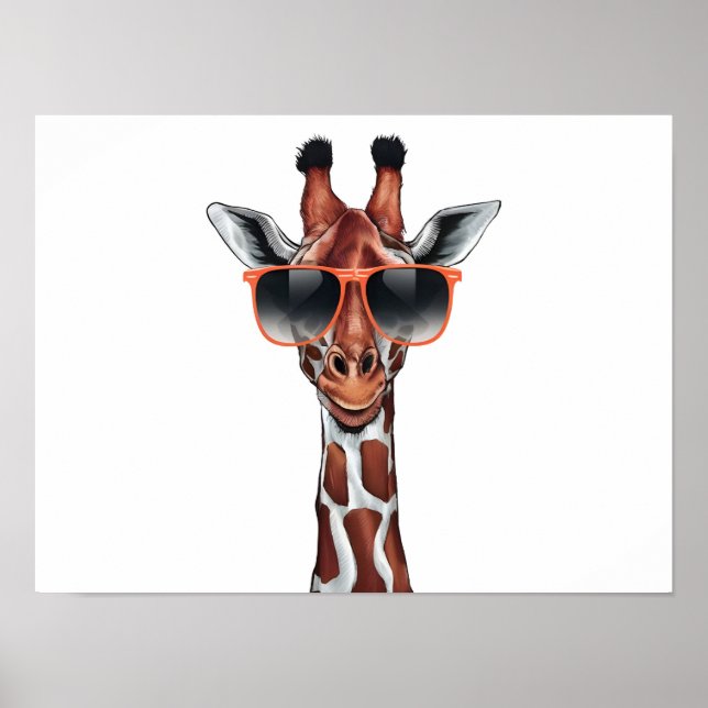 Cartoon Giraffe mit Sonnenbrille Poster (Vorne)