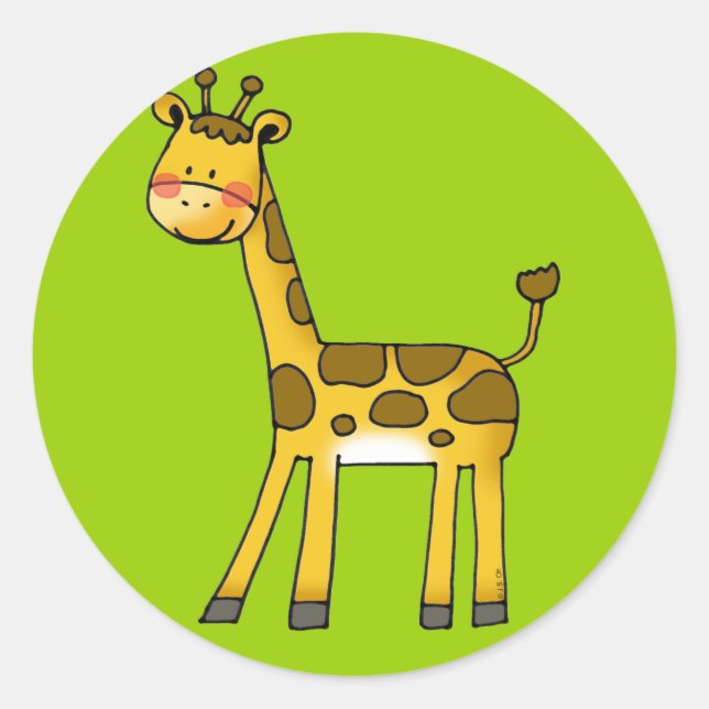 Cartoon-Giraffe Runder Aufkleber (Vorderseite)