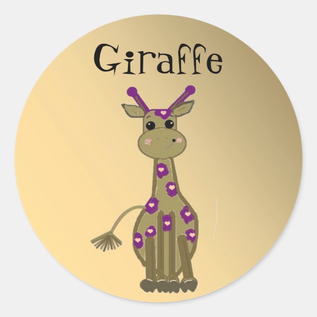 Cartoon Giraffe Runder Aufkleber (Vorderseite)
