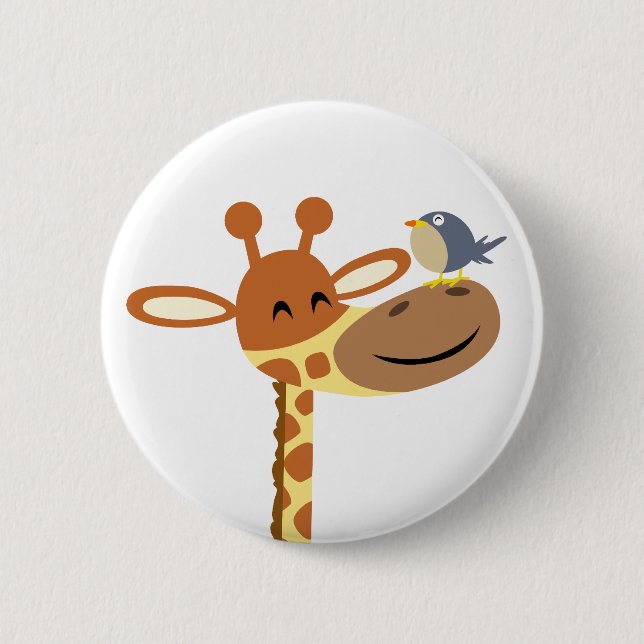 Cartoon Giraffe und Friend-Button-Abzeichen Button (Vorderseite)