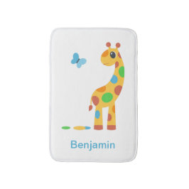 Cartoon Giraffe und Schmetterling Badematte