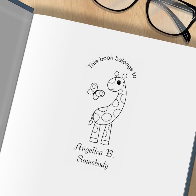 Cartoon Giraffe und Schmetterling Color Me Buchzei Gummistempel (Von Creator hochgeladen)