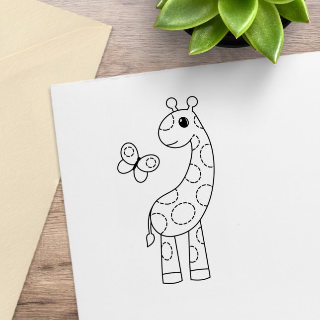 Cartoon Giraffe und Schmetterlingsfarbe Gummistempel (Von Creator hochgeladen)