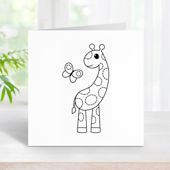 Cartoon Giraffe und Schmetterlingsfarbe Gummistempel (Von Creator hochgeladen)