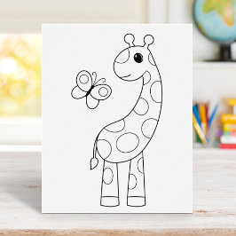 Cartoon Giraffe und Schmetterlingsfarben Poster