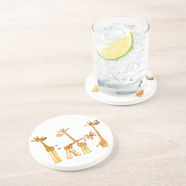 Cartoon Giraffen: Der Herd-Untersetzer Sandstein Untersetzer (Seite)