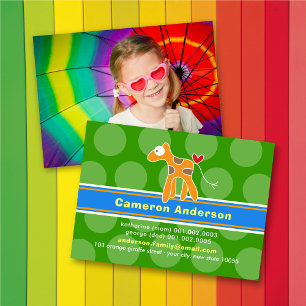 Cartoon-Giraffen-KinderFoto-Profil-nennende Karte