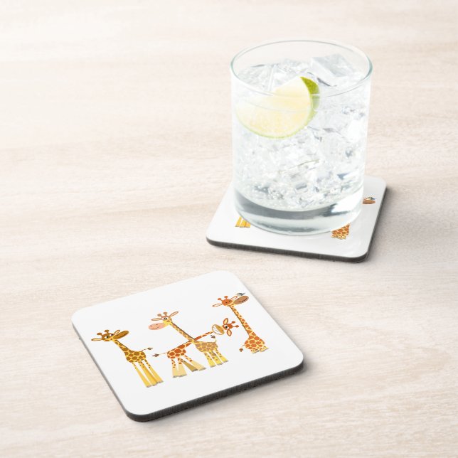 Cartoon Giraffes: The Herd Coasters Set Untersetzer (Rechte Seite)