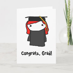 Cartoon Girl Graduation Carte de voeux