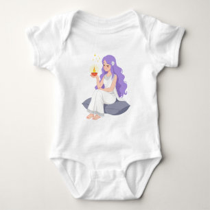 Cartoon Girl Holding Diya - The Restaurant Jugend Baby Strampler
