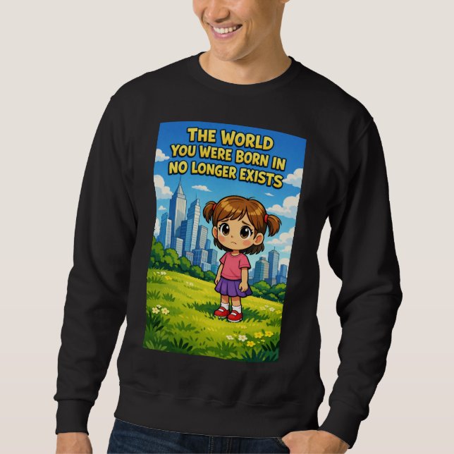 Cartoon Girl Lost Innocence Past vs Future Graphic Sweatshirt (Vorderseite)