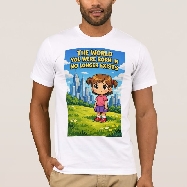 Cartoon Girl Lost Innocence Past vs Future Graphic T-Shirt (Vorderseite)