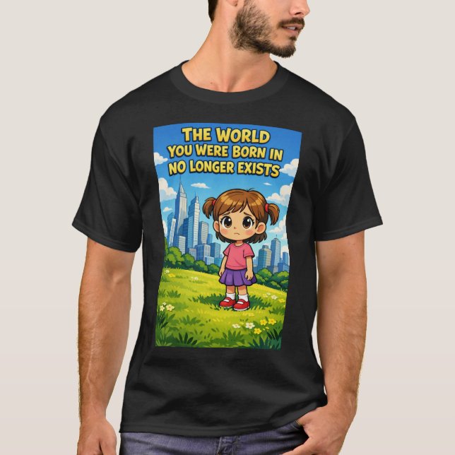 Cartoon Girl Lost Innocence Past vs Future Graphic T-Shirt (Vorderseite)