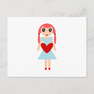 Cartoon Girl mit Herz Postkarte