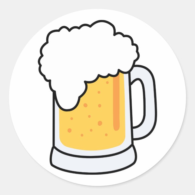 Cartoon Glass Beer Tasse mit Bier Runder Aufkleber (Vorderseite)
