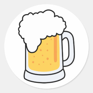 Cartoon Glass Beer Tasse mit Bier Runder Aufkleber