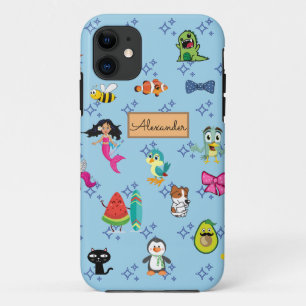 Cartoon Glitzern niedliche blaue Kinder Cartoon Case-Mate iPhone Hülle