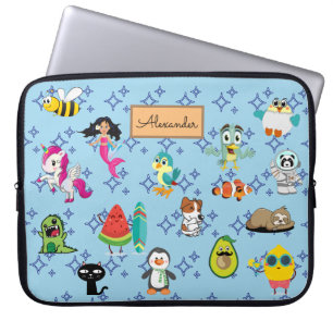 Cartoon Glitzern niedliche blaue Kinder Cartoon Laptopschutzhülle