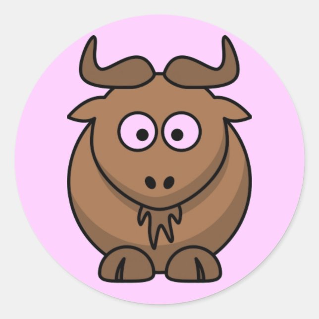Cartoon Gnu Runder Aufkleber (Vorderseite)