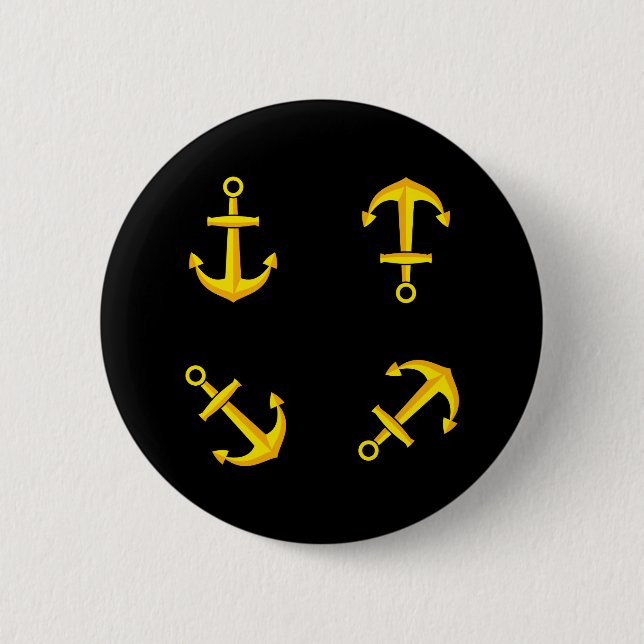 Cartoon Golden Boat Anchor Set Button (Vorderseite)