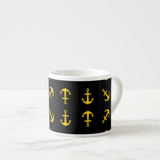 Cartoon Golden Boat Anchor Set Espressotasse (Vorderseite Rechts)