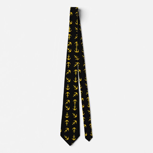 Cartoon Golden Boat Anchor Set Krawatte (Vorderseite)