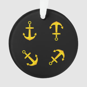 Cartoon Golden Boat Anchor Set Ornament