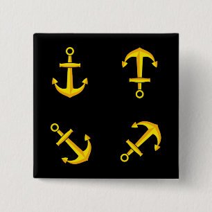 Cartoon Golden Boat Anker Set Button