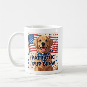 Cartoon Golden Retriever Patriotic Kaffeetasse