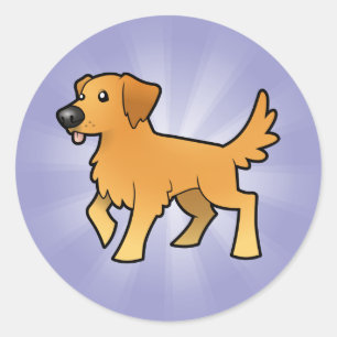 Cartoon Golden Retriever Runder Aufkleber