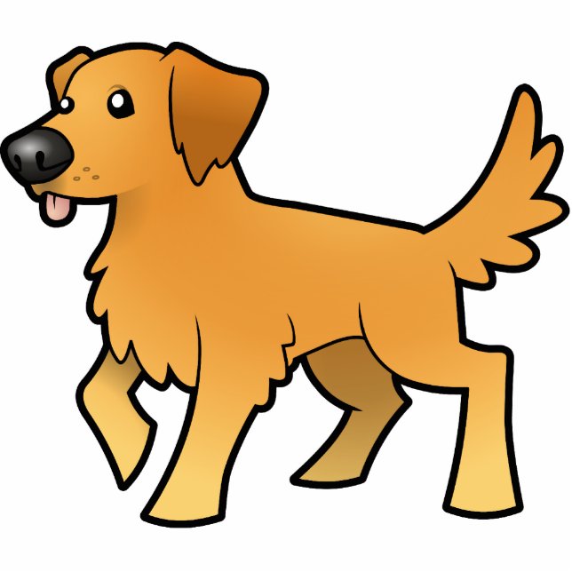 Cartoon-goldener Retriever Fotoskulptur Magnet (Vorne)