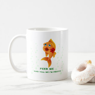 Cartoon Goldfisch mit roten Lippen und Blume Kaffe Kaffeetasse