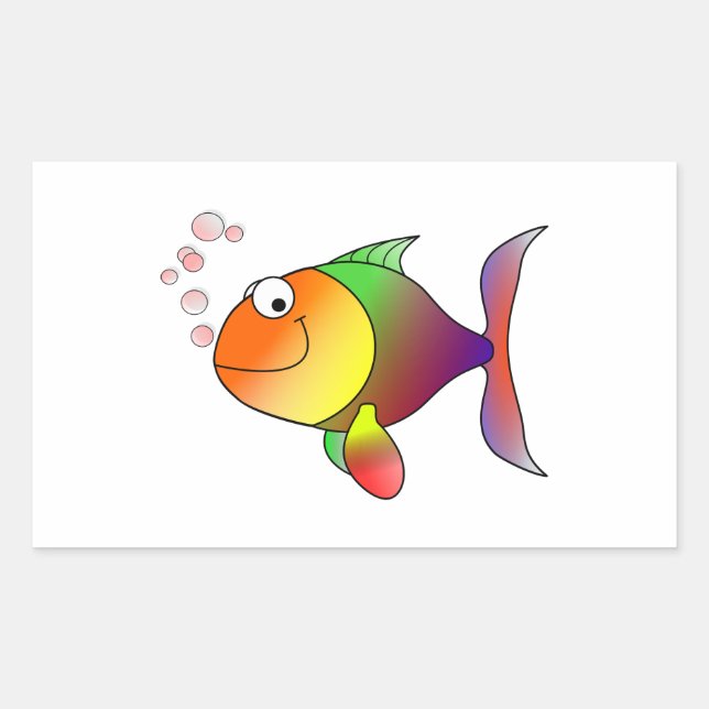 Cartoon Goldfish Rechteckiger Aufkleber (Vorderseite)