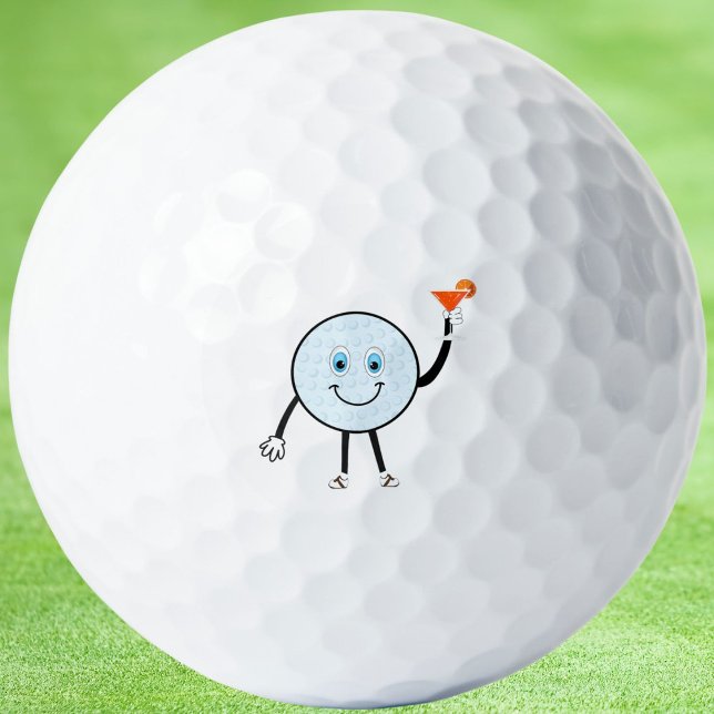 Cartoon Golf Ball Holding Orange Martini Cocktail (Von Creator hochgeladen)