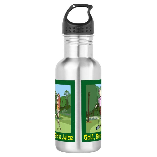 Cartoon Golf Birdie Juice Edelstahlflasche (Vorderseite)