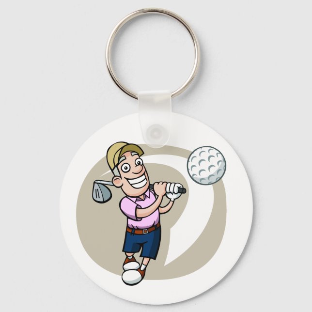Cartoon Golfer Schlüsselanhänger (Vorderseite)