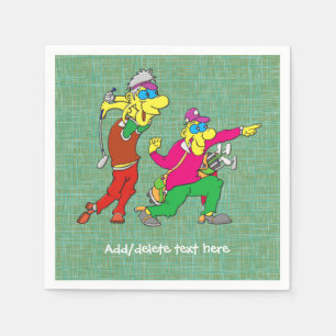 Cartoon Golfer und Caddie Serviette