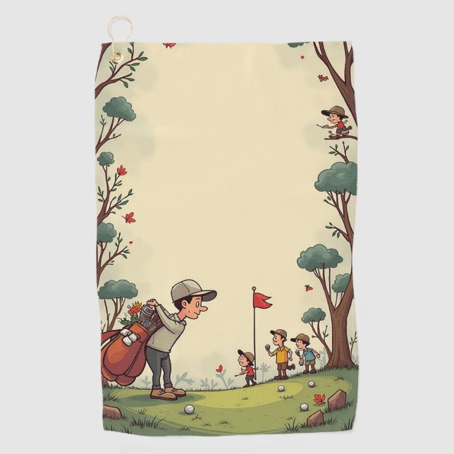Cartoon Golfplatz Golfhandtuch (Vorderseite)