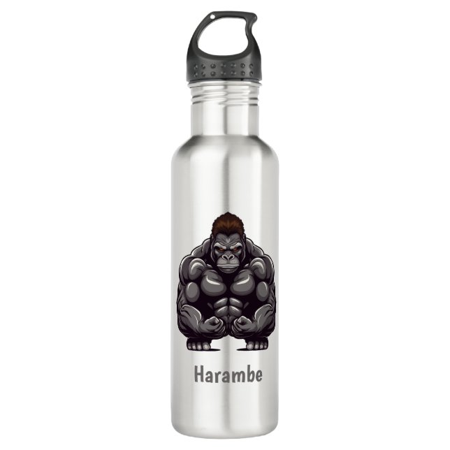 Cartoon Gorilla Edelstahlflasche (Vorderseite)