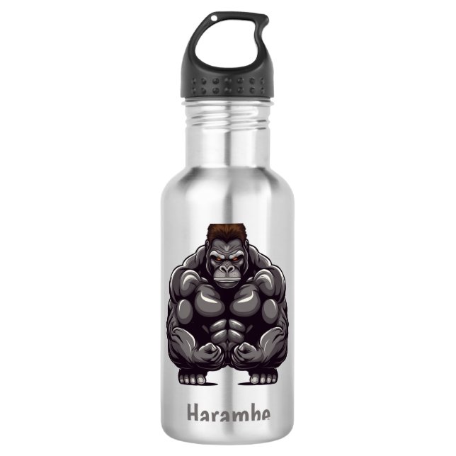 Cartoon Gorilla Edelstahlflasche (Vorderseite)