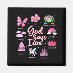 Cartoon-Gott sagt Ich bin Prinzessin Mädchen Kids Magnet