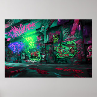 Cartoon Graffiti Art - Aktion mit Farbe Poster