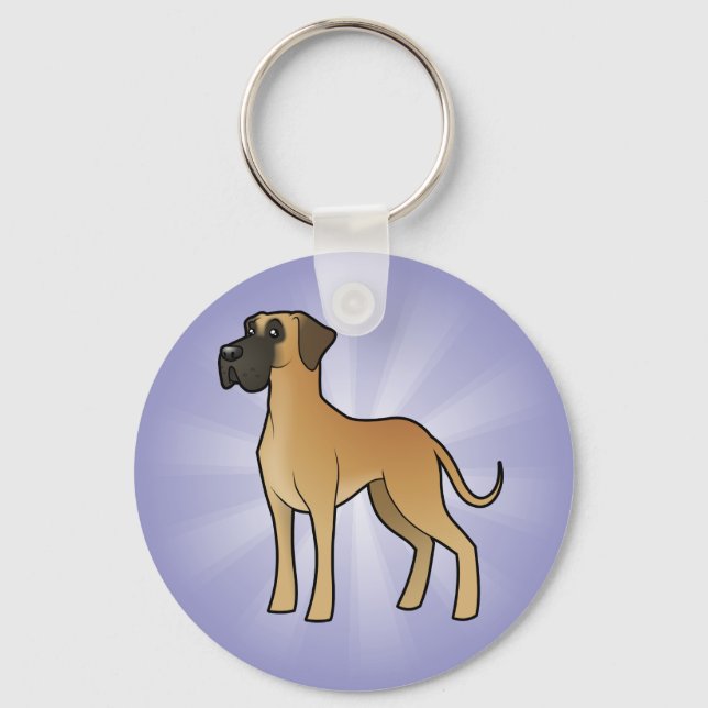 Cartoon Great Dane Schlüsselanhänger (Vorderseite)