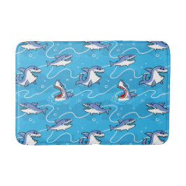 Cartoon Great White Sharks Badematte