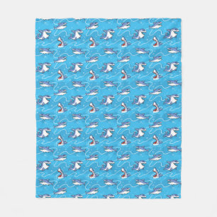 Cartoon Great White Sharks Fleecedecke