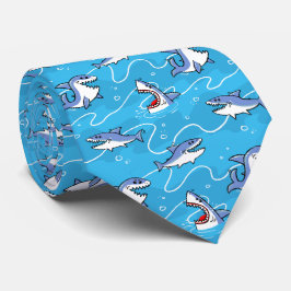 Cartoon Great White Sharks Krawatte