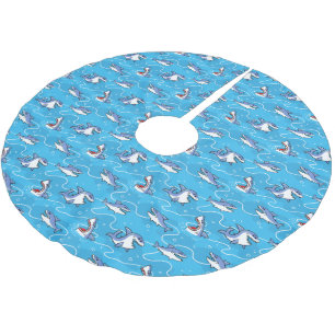 Cartoon Great White Sharks Polyester Weihnachtsbaumdecke