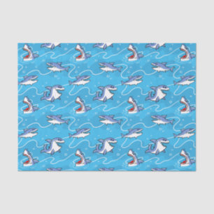 Cartoon Great White Sharks Seidenpapier